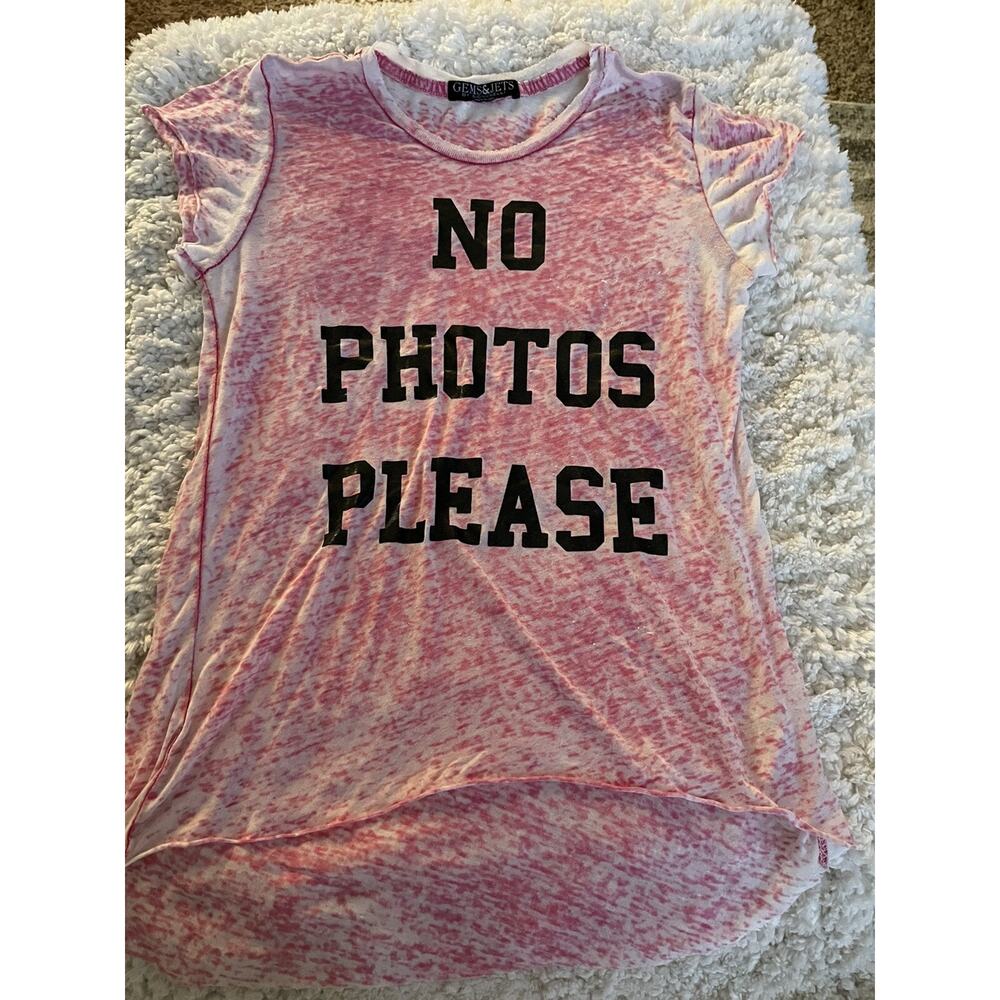 Gems & Jets by Signorelli girls sz. 10 "No photos please" pink tee. Fun
